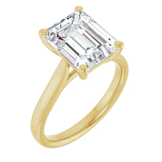 10K Yellow Gold 10x8 mm Emerald Engagement Ring Mounting