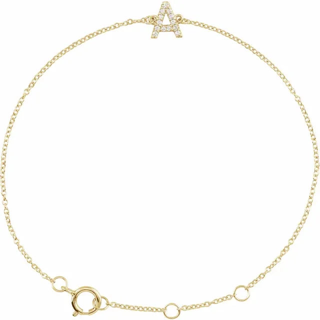 14K Yellow Gold .05 CTW Natural Diamond All Initials 6-7" Bracelet