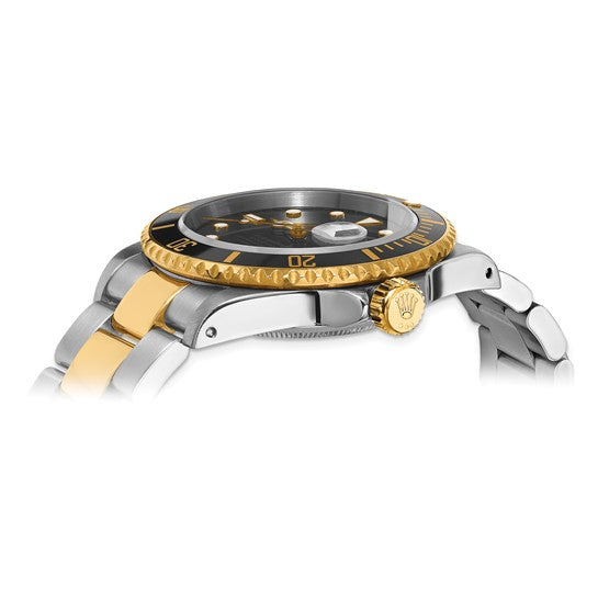 Swiss Crown™ USA Pre-owned Rolex-Independently Certified Steel and 18k Oyster 40mm Submariner Black Dial Watch