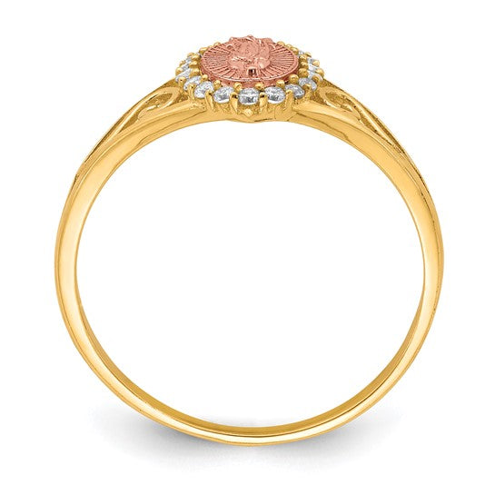10K Two-Tone CZ Our Lady of Guadalupe Ring