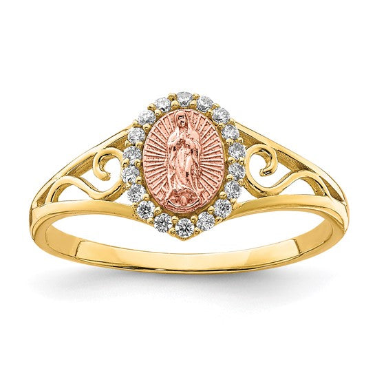10K Two-Tone CZ Our Lady of Guadalupe Ring