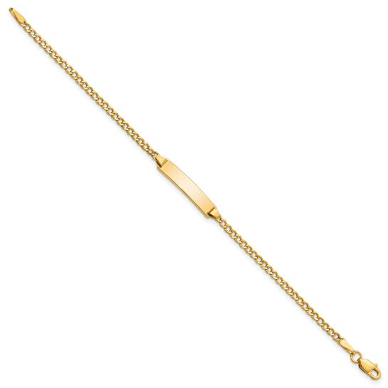 10k Polished Semi-Solid Chain/Solid Plate Cuban Link Baby/Child ID Bracelet