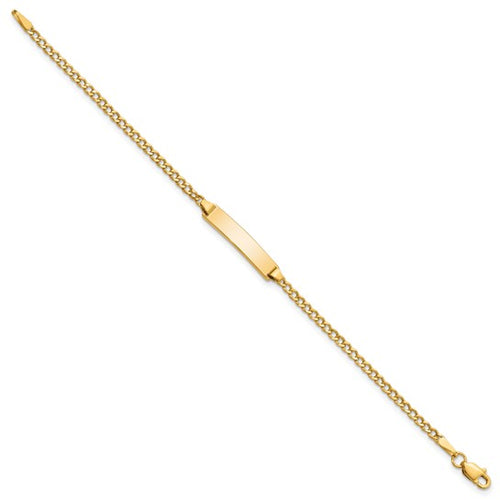 10k Polished Semi-Solid Chain/Solid Plate Cuban Link Baby/Child ID Bracelet