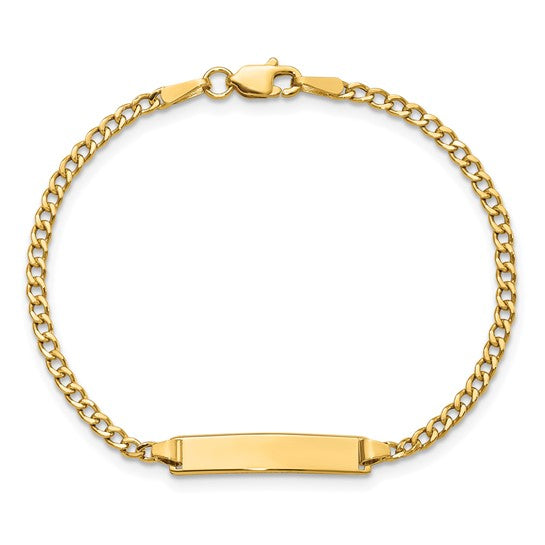 10k Polished Semi-Solid Chain/Solid Plate Cuban Link Baby/Child ID Bracelet