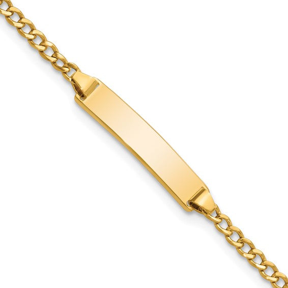 10k Polished Semi-Solid Chain/Solid Plate Cuban Link Baby/Child ID Bracelet