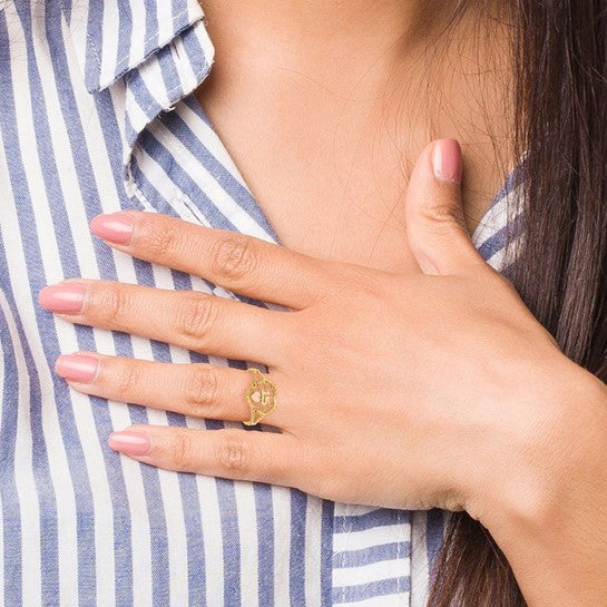 10K Two-tone Diamond-Cut 15 Heart Ring