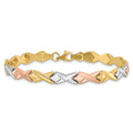 Anyel's 10k Tri-color Polished / Brushed and Diamond-cut Bracelet