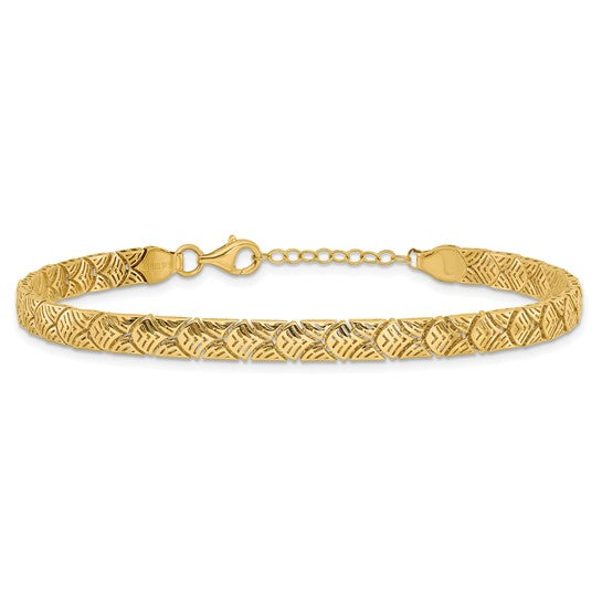 Leslie's 10K Polished Fancy Mermaid Pattern with 1in ext. Bracelet