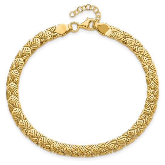 Leslie's 10K Polished Fancy Mermaid Pattern with 1in ext. Bracelet
