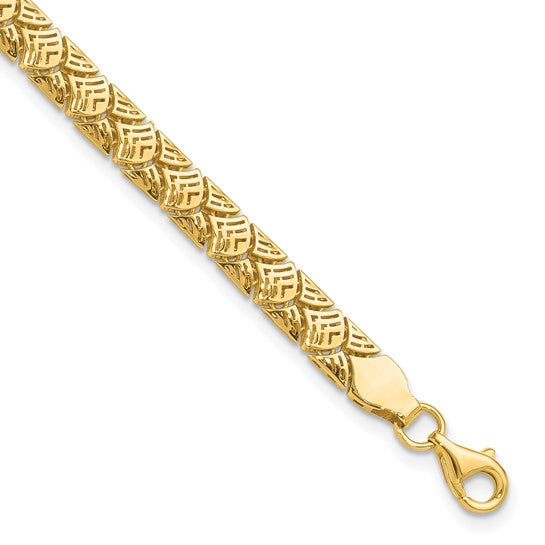 Leslie's 10K Polished Fancy Mermaid Pattern with 1in ext. Bracelet