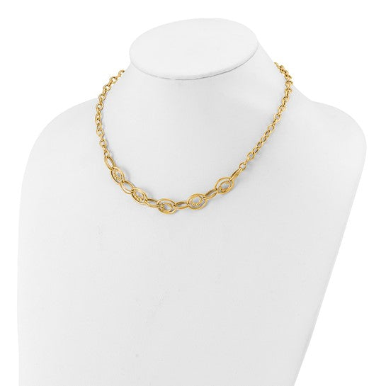 Anyel's 10K Polished and Textured Fancy Link Necklace