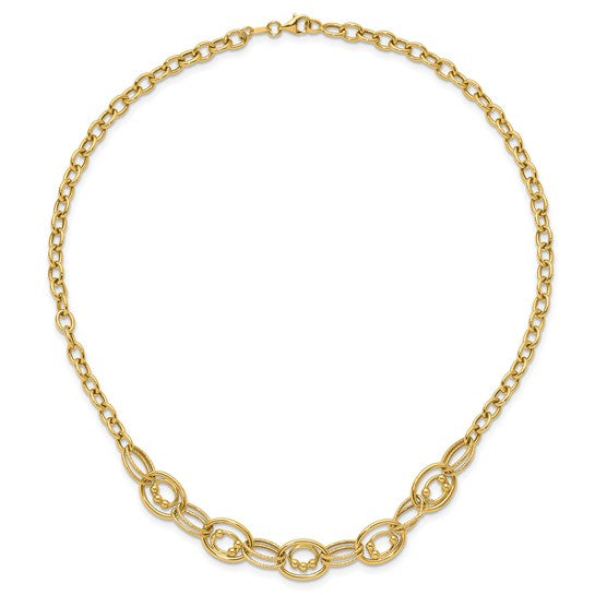 Anyel's 10K Polished and Textured Fancy Link Necklace