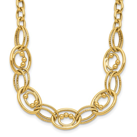 Anyel's 10K Polished and Textured Fancy Link Necklace