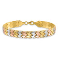 Anyels 10K Two-tone with Wht Rhodium Polished/Satin Fancy Link Bracelet