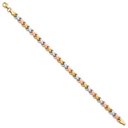 Anyels 10K Two-tone with Wht Rhodium Polished/Satin Fancy Link Bracelet