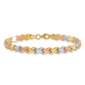 Anyels 10K Two-tone with Wht Rhodium Polished/Satin Fancy Link Bracelet