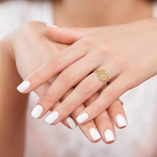 10k Two-Tone AMOR 15 Heart Ring