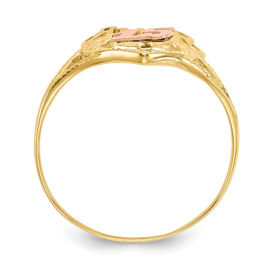 10k Two-Tone AMOR 15 Heart Ring
