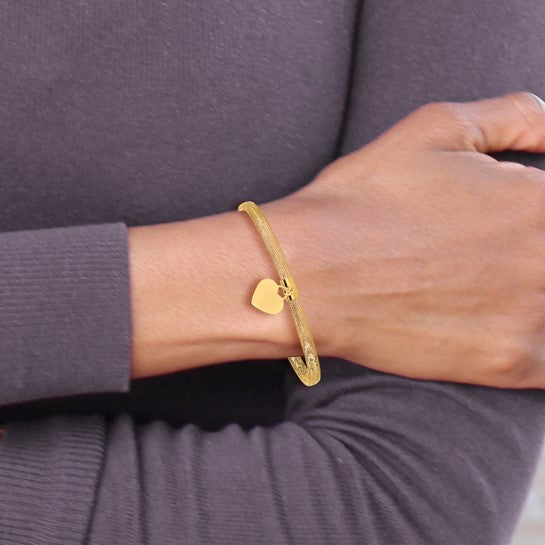 10k Heart Dangle Stretch Mesh Bracelet