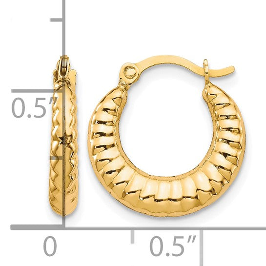10K Scalloped Hollow Hoop Earrings
