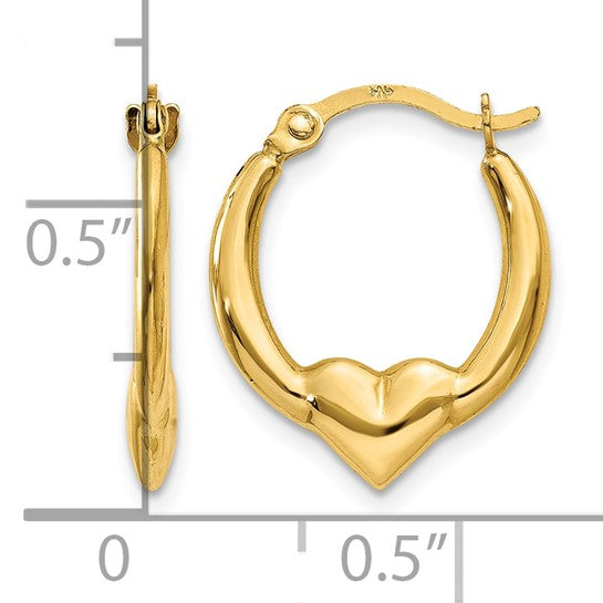 10K Heart Hoop Earrings