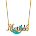 10k Yellow Gold Epoxy Mermaid and Name Necklace