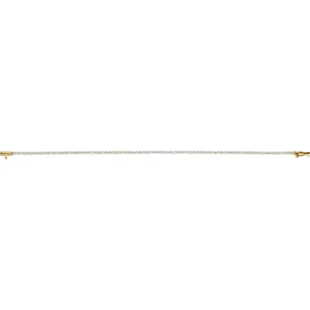 14K Yellow Gold 1 5/8 CTW Natural Diamond Lightweight Line 7" Bracelet