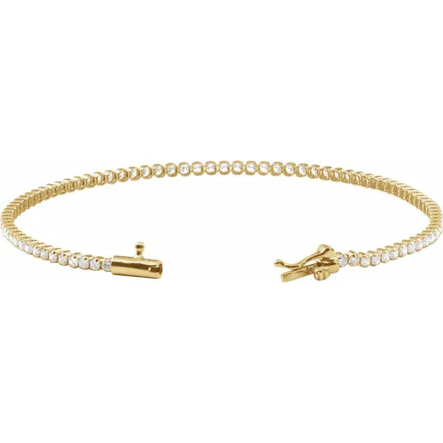 14K Yellow Gold 1 5/8 CTW Natural Diamond Lightweight Line 7" Bracelet