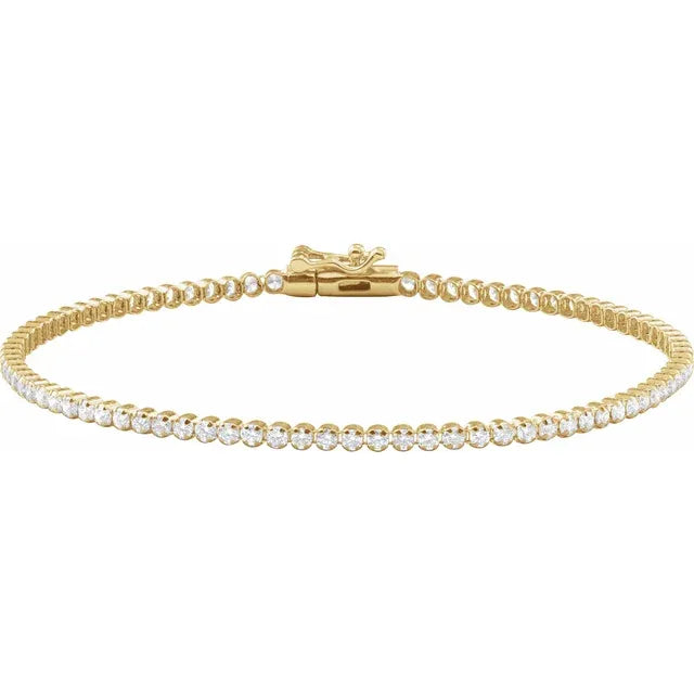 14K Yellow Gold 1 5/8 CTW Natural Diamond Lightweight Line 7" Bracelet