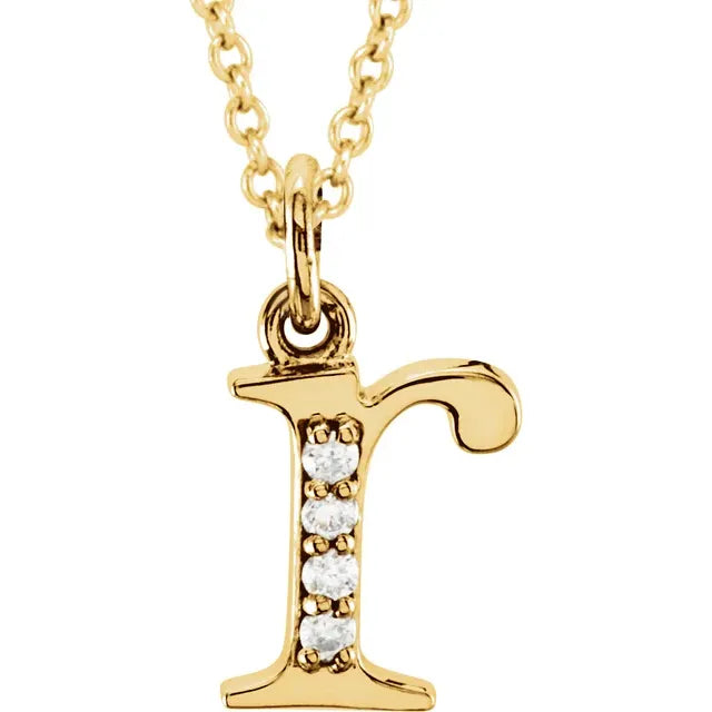 14K Yellow Gold .025 CTW Natural Diamond Lowercase 16" Necklace