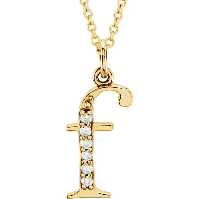 14K Yellow Gold .025 CTW Natural Diamond Lowercase 16" Necklace