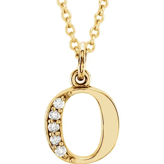 14K Yellow Gold .025 CTW Natural Diamond Lowercase 16" Necklace