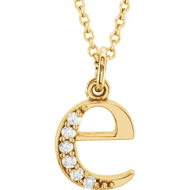 14K Yellow Gold .025 CTW Natural Diamond Lowercase 16" Necklace