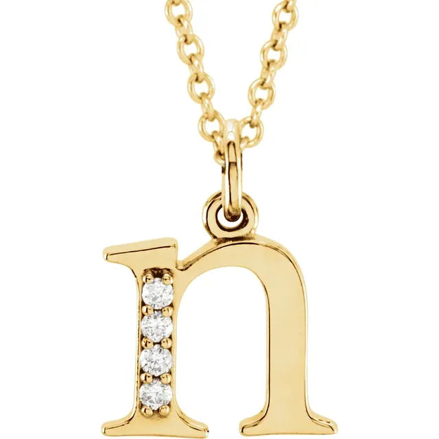 14K Yellow Gold .025 CTW Natural Diamond Lowercase 16" Necklace