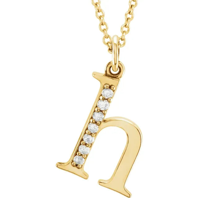 14K Yellow Gold .025 CTW Natural Diamond Lowercase 16" Necklace