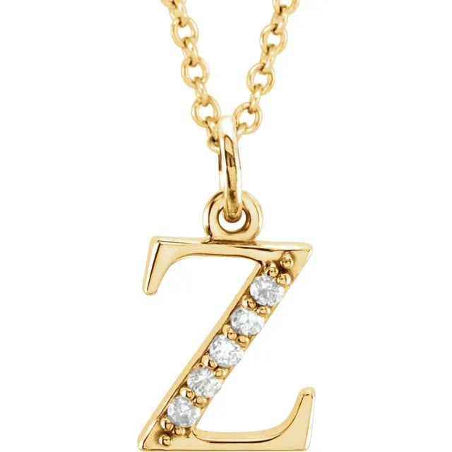 14K Yellow Gold .025 CTW Natural Diamond Lowercase 16" Necklace
