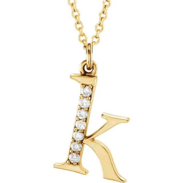 14K Yellow Gold .025 CTW Natural Diamond Lowercase 16" Necklace