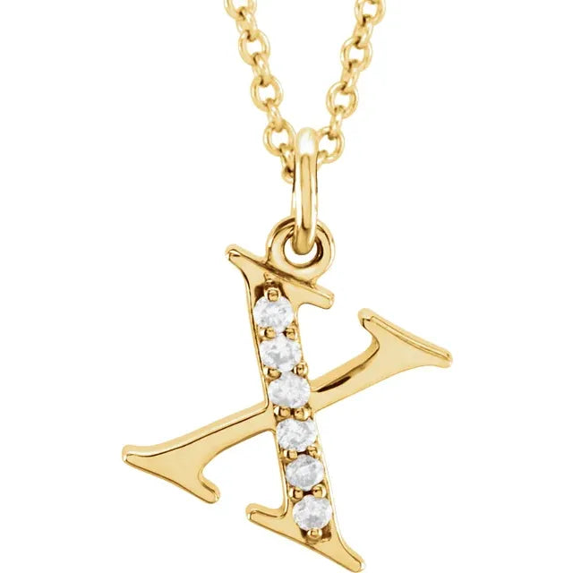 14K Yellow Gold .025 CTW Natural Diamond Lowercase 16" Necklace