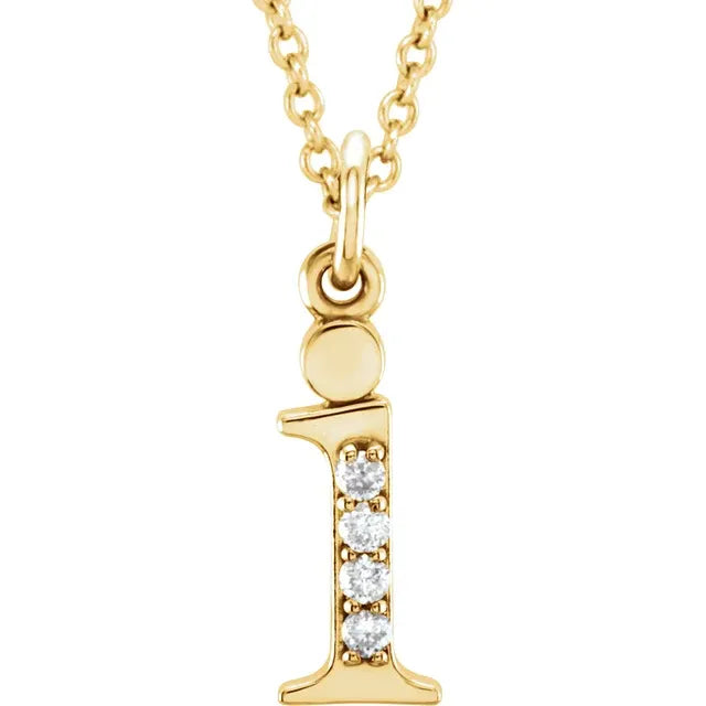 14K Yellow Gold .025 CTW Natural Diamond Lowercase 16" Necklace