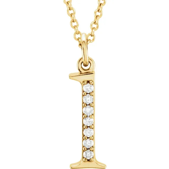 14K Yellow Gold .025 CTW Natural Diamond Lowercase 16" Necklace