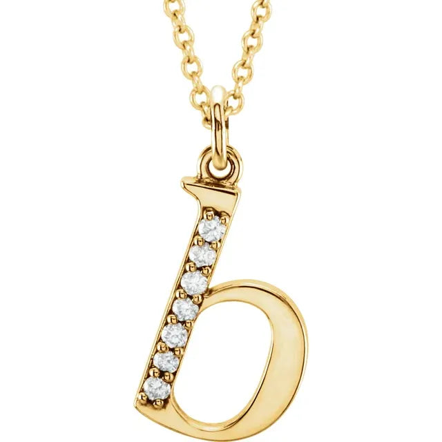 14K Yellow Gold .025 CTW Natural Diamond Lowercase 16" Necklace