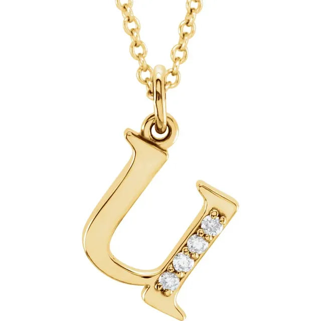 14K Yellow Gold .025 CTW Natural Diamond Lowercase 16" Necklace