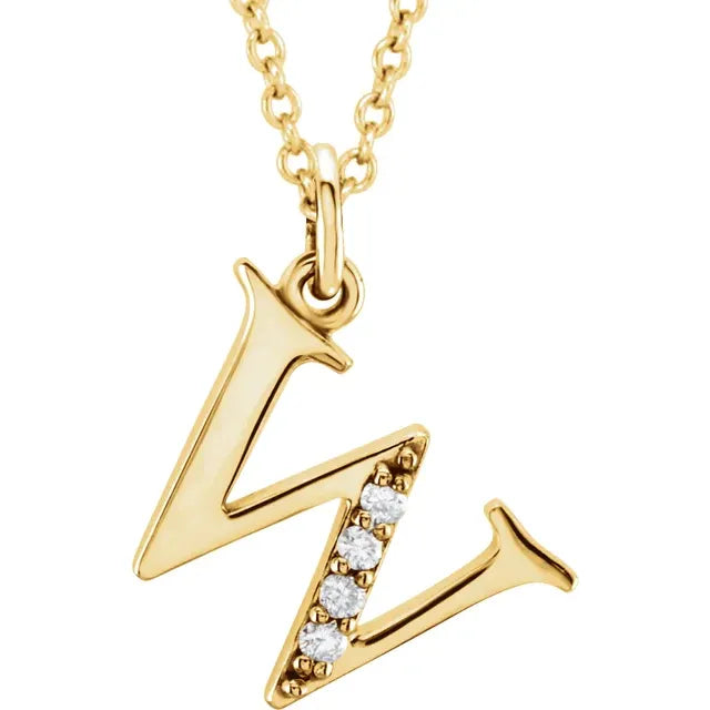 14K Yellow Gold .025 CTW Natural Diamond Lowercase 16" Necklace
