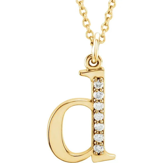 14K Yellow Gold .025 CTW Natural Diamond Lowercase 16" Necklace