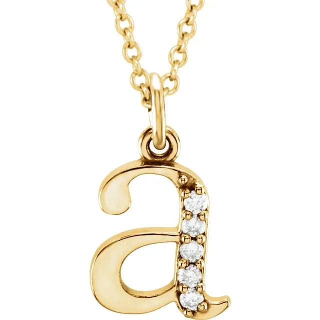 14K Yellow Gold .025 CTW Natural Diamond Lowercase 16" Necklace