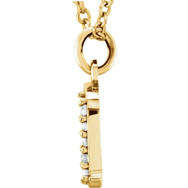 14K Yellow Gold .025 CTW Natural Diamond Lowercase 16" Necklace