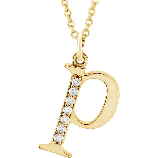 14K Yellow Gold .025 CTW Natural Diamond Lowercase 16" Necklace