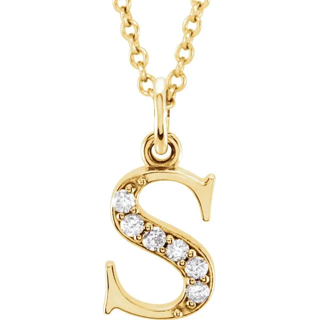 14K Yellow Gold .025 CTW Natural Diamond Lowercase 16" Necklace