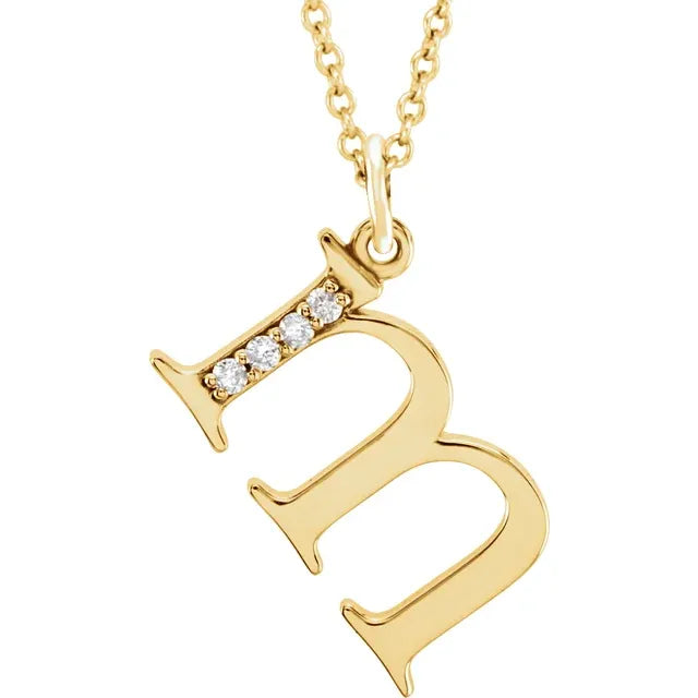 14K Yellow Gold .025 CTW Natural Diamond Lowercase 16" Necklace