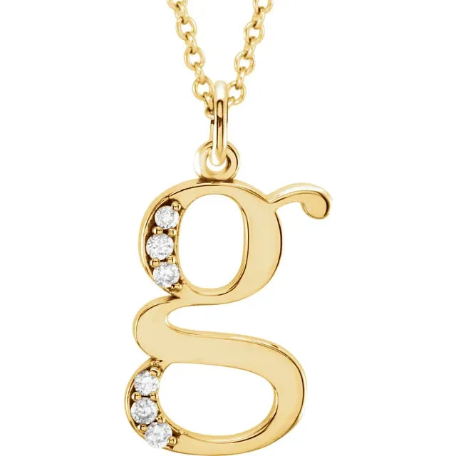 14K Yellow Gold .025 CTW Natural Diamond Lowercase 16" Necklace